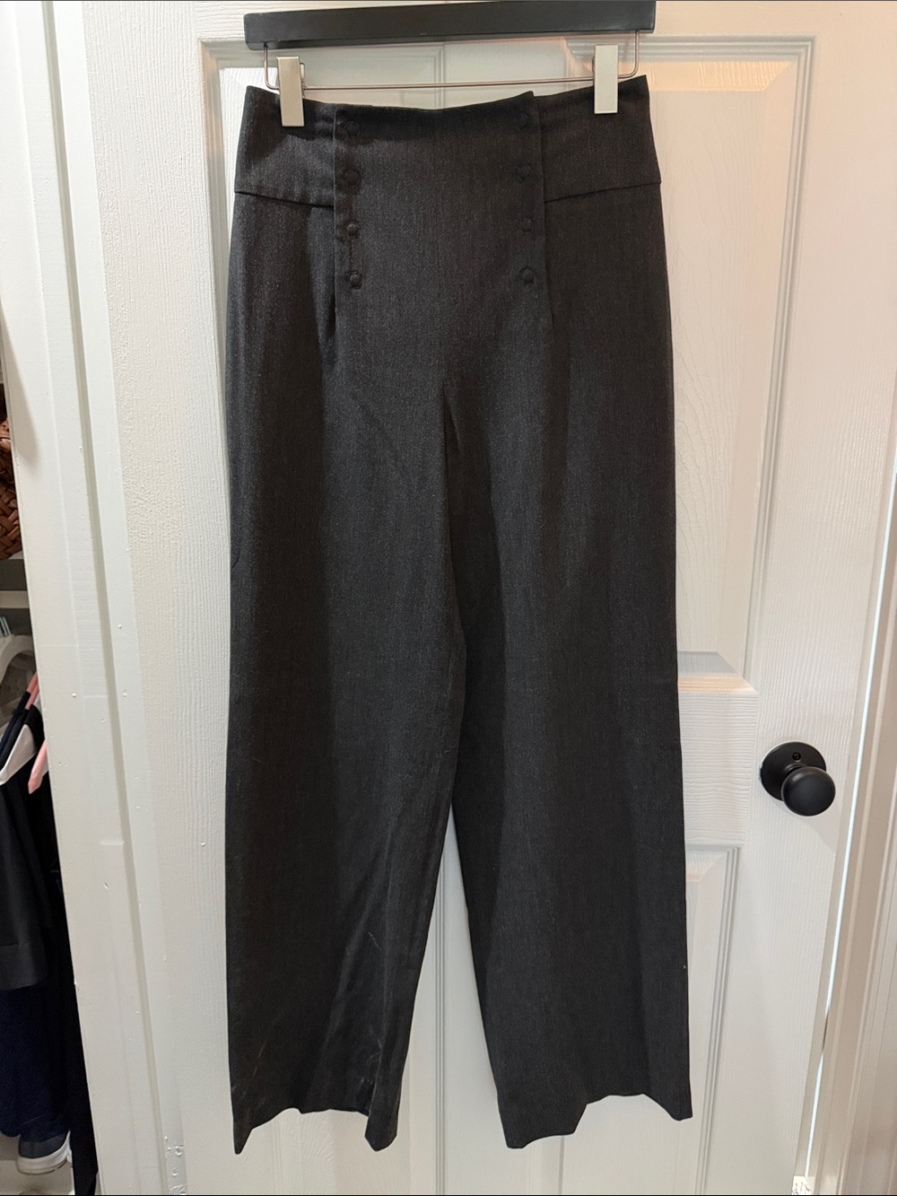 Anthropologie Cartonnier High-Waist Wide-Leg Trousers Pants — Dark Grey